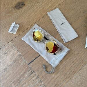Dior Reflective Gold Sunglasses with Pouch